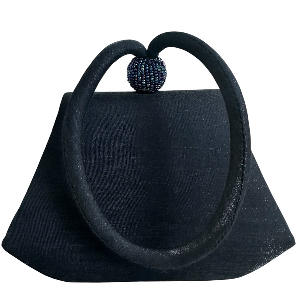 Sasha New York Elegant Dark Blue Women's Evening Handbag With Beaded Knot